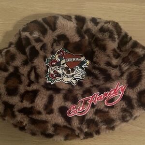 Ed Hardy Brown Leopard Skull Hat L9ve Kills Slowly Ty Ls